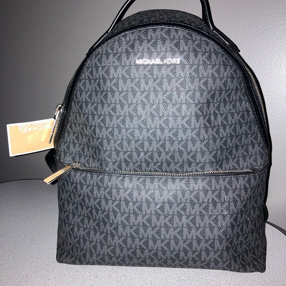 Michael Kors Gray Monogram Backpack - image 1